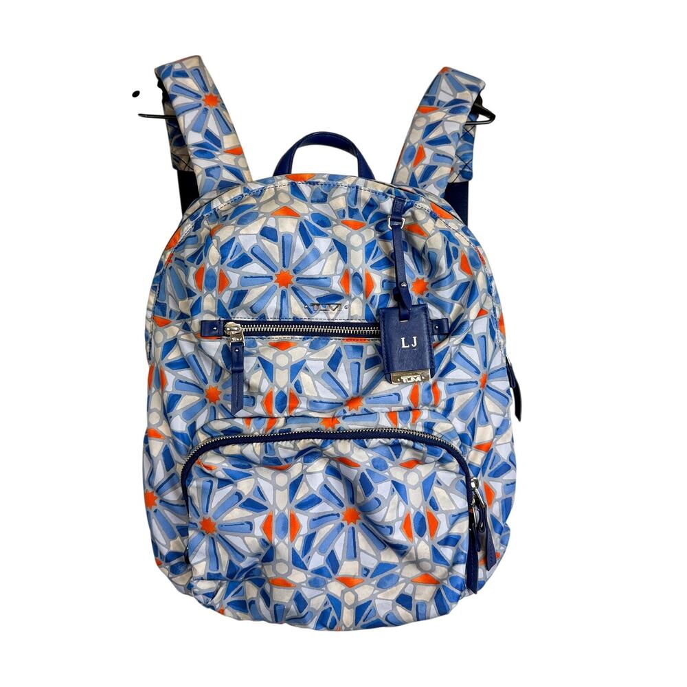 Tumi Voyageur Halle Backpack Laptop 12” Blue Orange Cayenne Tile Nylon